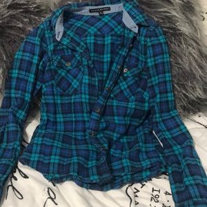 Blue Love Culture plaid shirt